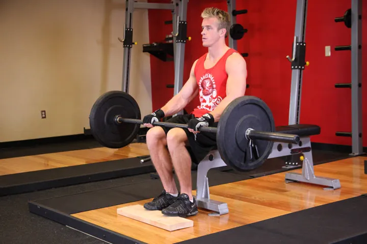 Barbell Seated Calf Raise — posição inicial