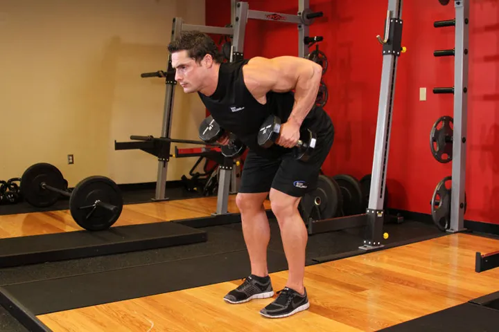 Bent Over Two-Dumbbell Row — contração