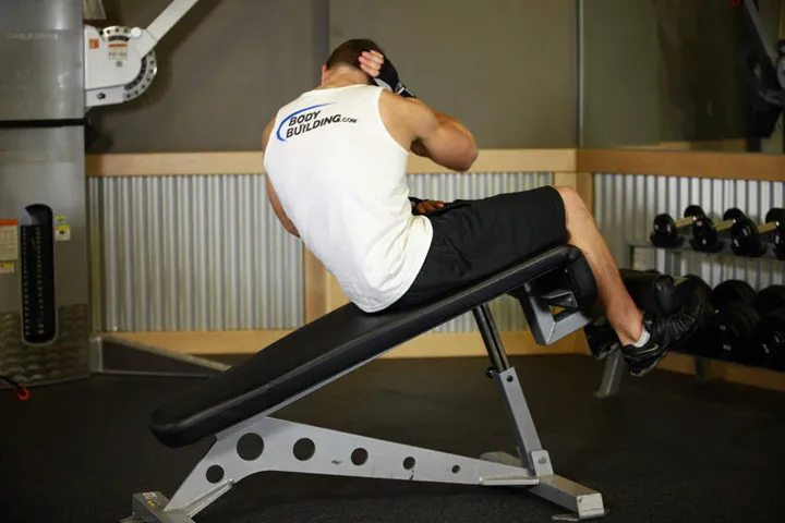 Decline Oblique Crunch — contração