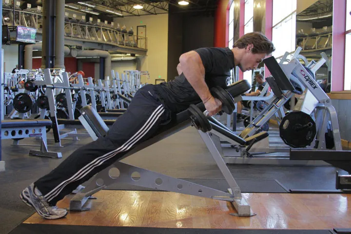Dumbbell Incline Row — contração