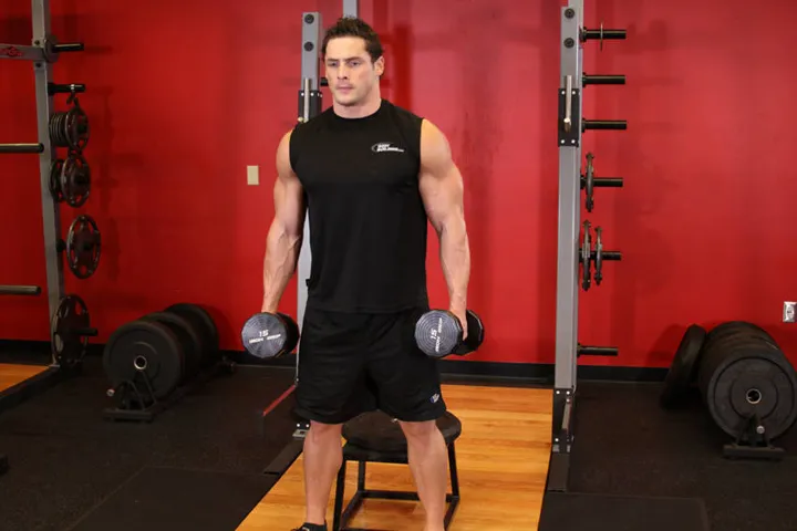 Dumbbell Squat To A Bench — posição inicial