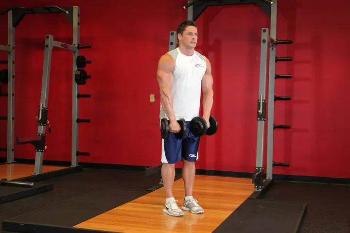 Front Dumbbell Raise — posição inicial