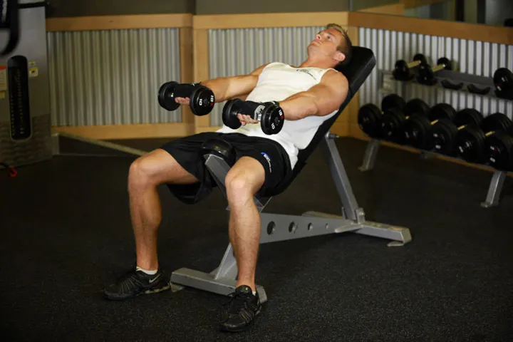 Front Incline Dumbbell Raise — posição inicial