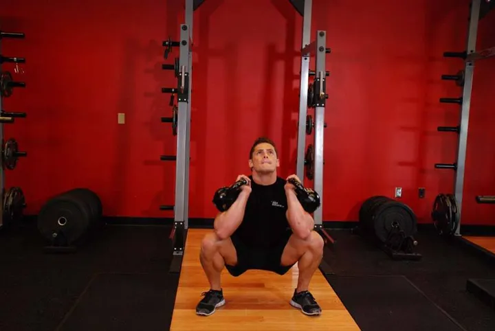 Front Squats With Two Kettlebells — contração