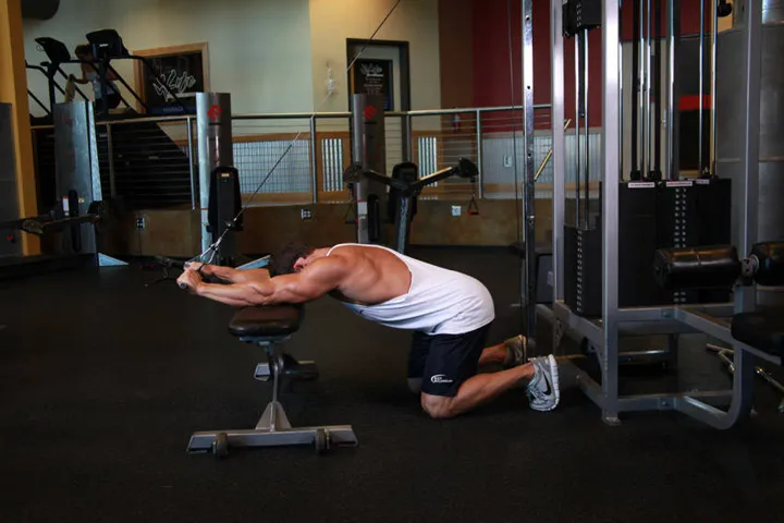Kneeling Cable Triceps Extension — contração
