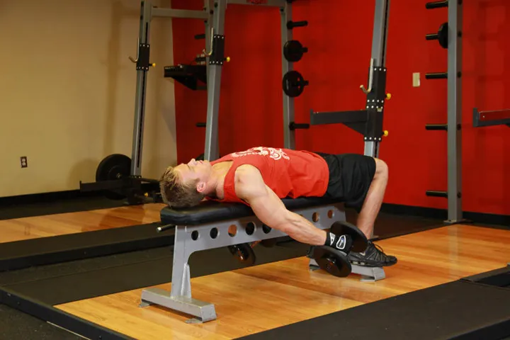 Lying Supine Dumbbell Curl — contração