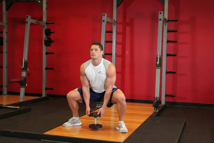 Plie Dumbbell Squat — contração