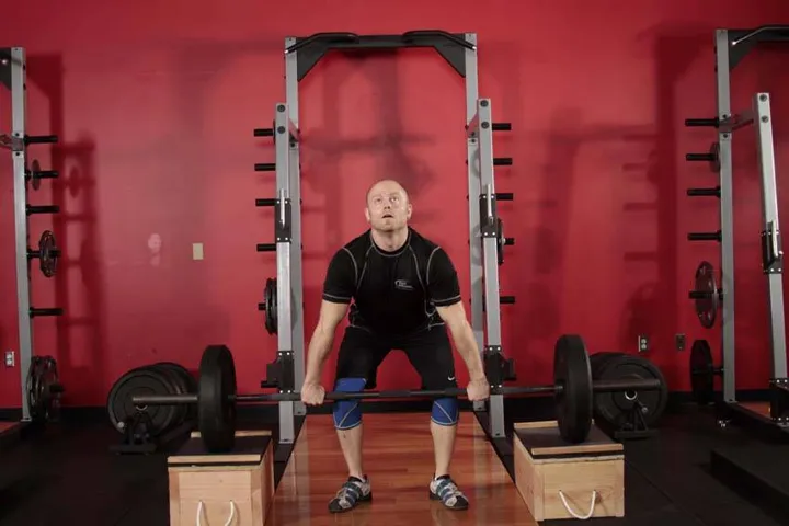 Power Clean from Blocks — posição inicial