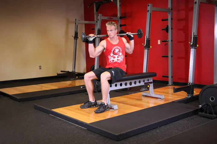 Seated Barbell Twist — contração