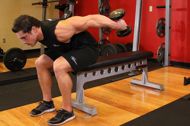 Sentado Bent-over Two-arm com Halteres Extensão de Tríceps — contração