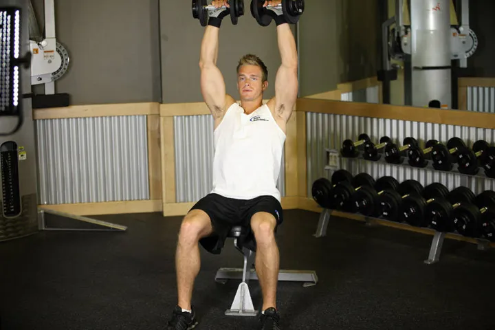 Seated Dumbbell Press — posição inicial