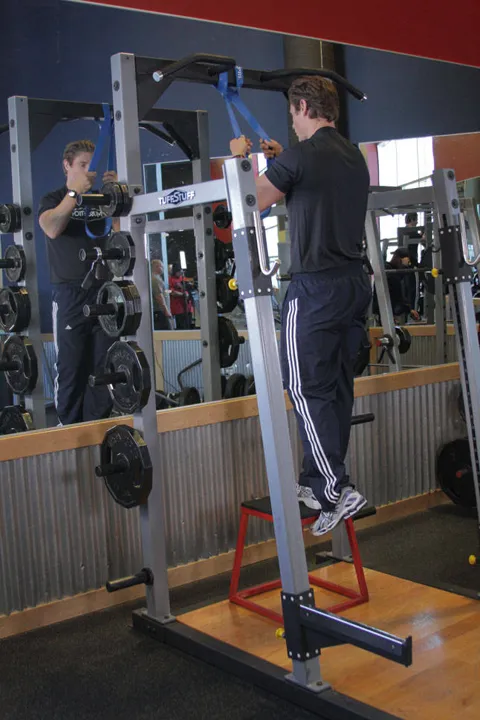 Single-Leg High Box Squat — posição inicial