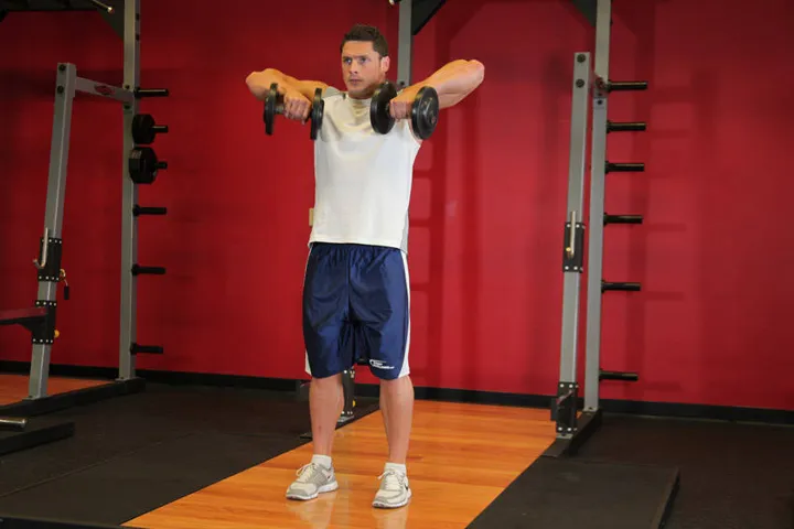 Standing Dumbbell Upright Row — posição inicial