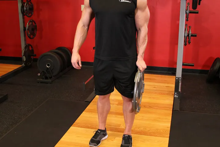 Standing Olympic Plate Hand Squeeze — contração