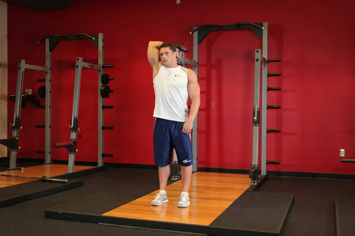 Standing One-Arm Dumbbell Triceps Extension — contração