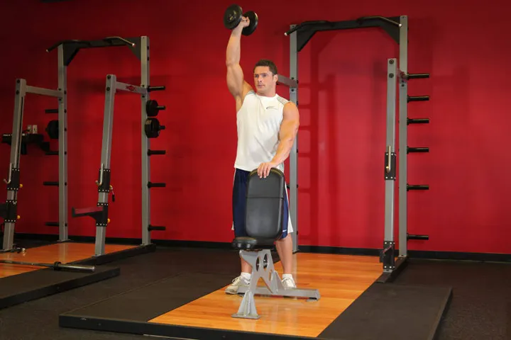 Standing Palm-In One-Arm Dumbbell Press — contração